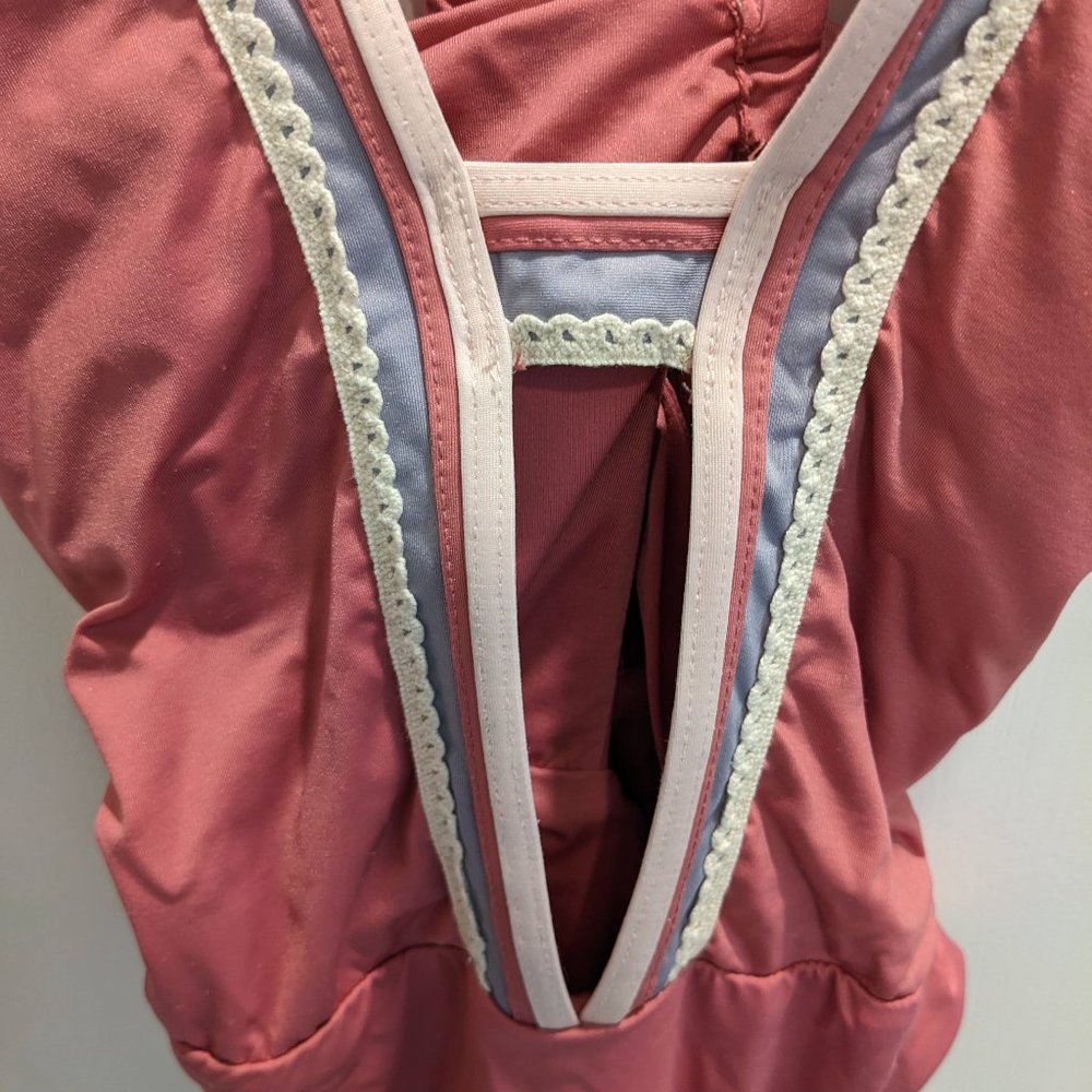 Dusty Pink Swimsuit with Plunging Neck Line - Picture 4 of 8